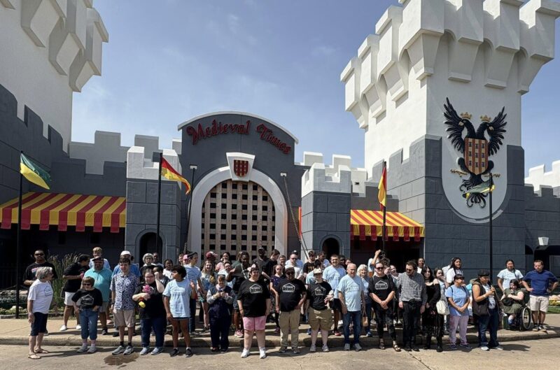 A clubber enjoying Medieval Times over the summer